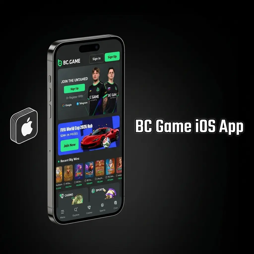 BC Game iOS app setup guide showing mobile website access on iPhone via Safari for Indian users