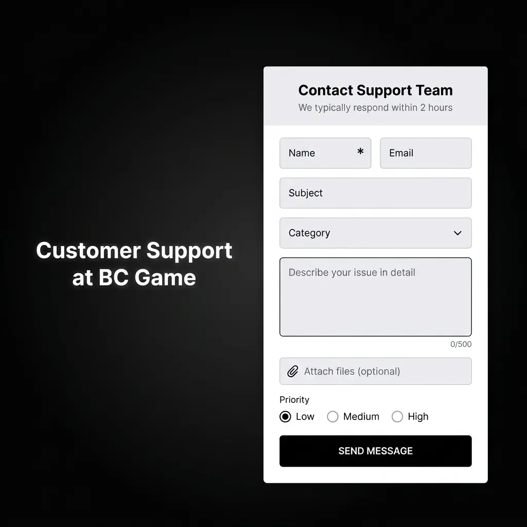 BC Game customer support options including live chat, email, and Telegram for Indian players available 24/7