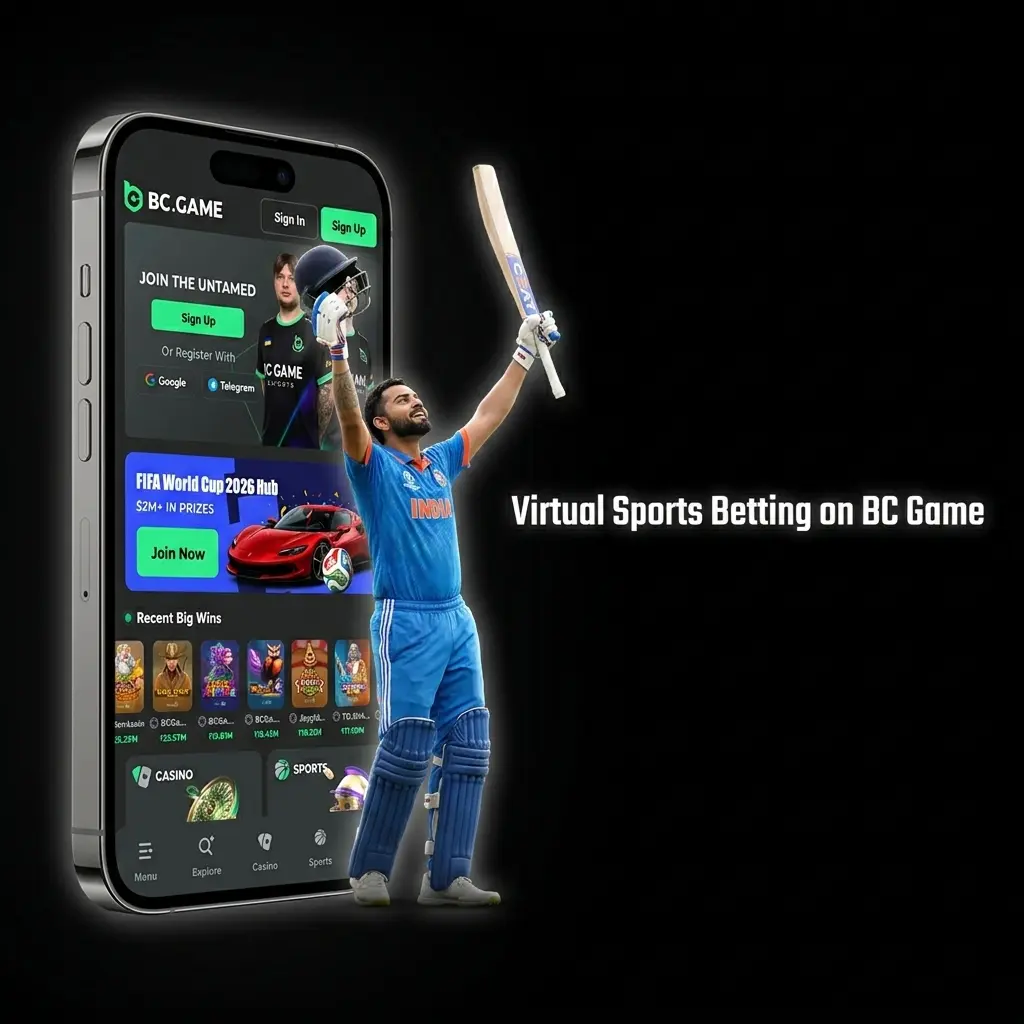 Virtual sports betting on BC Game featuring football, cricket, basketball and horse racing with RNG-certified fast results
